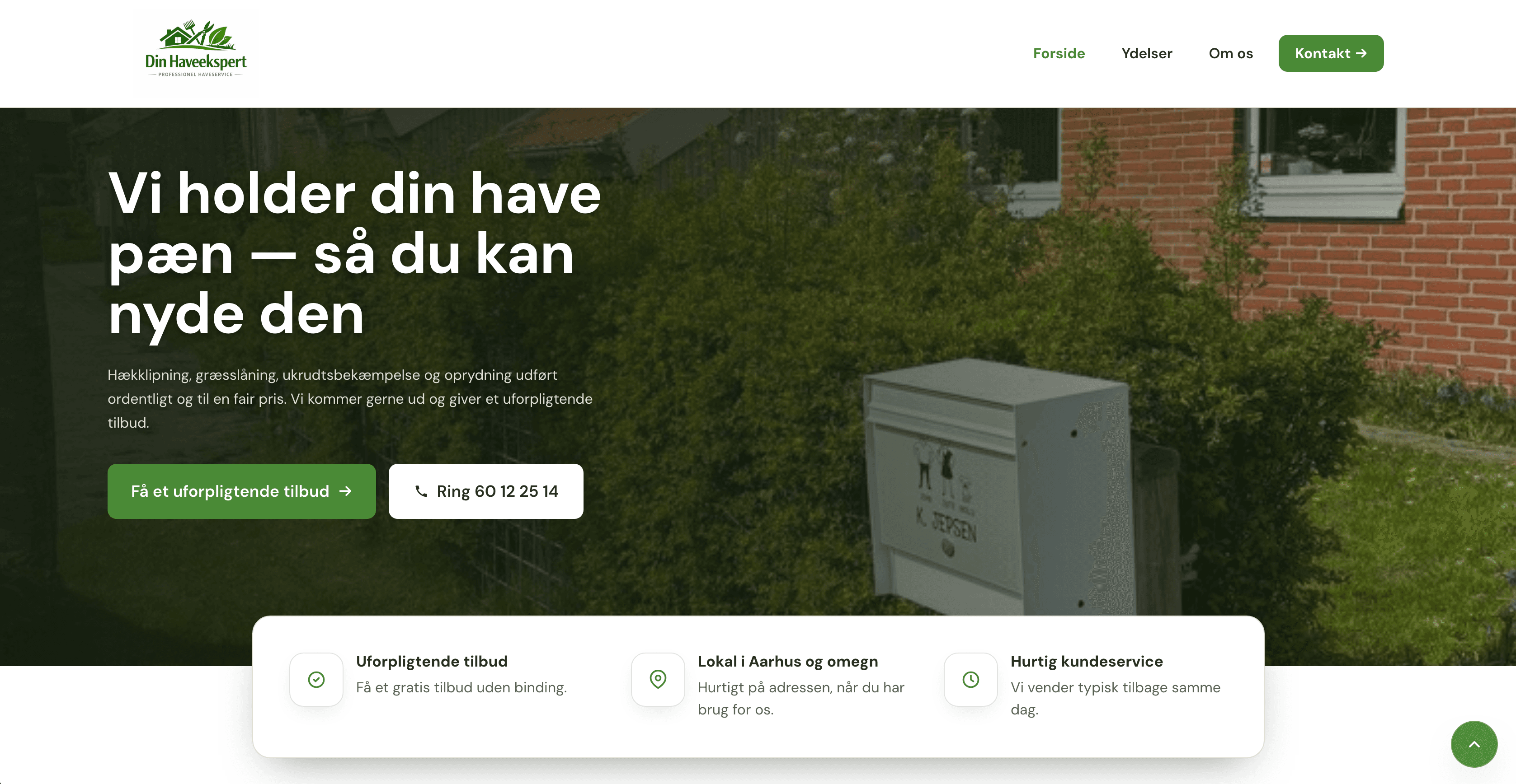 Screenshot af Din Have Ekspert hjemmeside